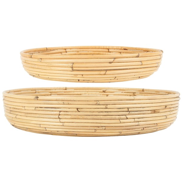 Ib Laursen Tablettsatz "Rattan" mit 2er-Set (Honigfarbig) rund