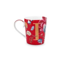 Pip Studio Tasse Buchstabe I "Alphabet Mug – Blushing Birds" – 350 ml (Rot)