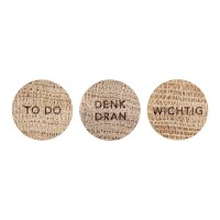 Holz-Magnet "Denk dran" im 3er-Set - 2,5 cm (Natur) von Eulenschnitt