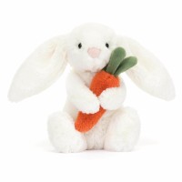 Jellycat Kuscheltier Hase mit Karotte "Bashful" - 18 cm (Weiß)
