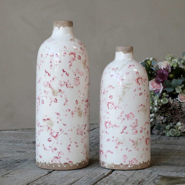 Vase "Cannes" - Klein mit Blumenmotiv von Chic Antique