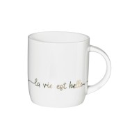 Henkelbecher "Linia - La vie est belle" - 350 ml (Weiß/Gold) von ASA