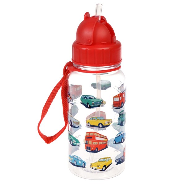 Trinkflasche für Kinder mit Trinkhalm "Road Trip" - 500 ml von Rex LONDON