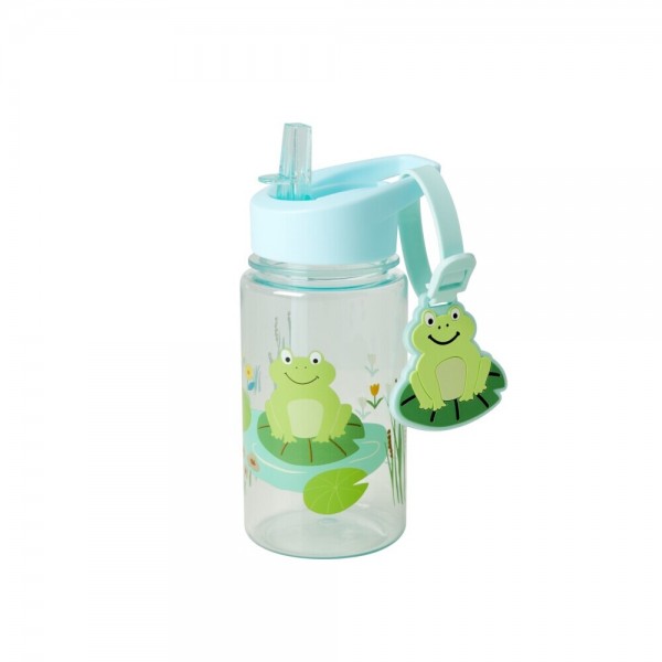 rice Trinkflasche aus Kunststoff mit Namensschild "Frog/Frosch"