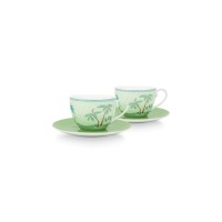 Pip Studio Tasse mit Unterteller 2er-Set "Jolie" - 280ml (Grün)