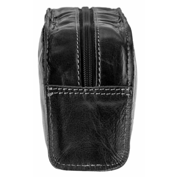 Kosmetiktasche/Mäppchen aus Leder "MAINAU" (Ebenholz) von Alpenleder