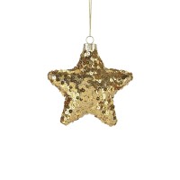 Weihnachtsanhänger Stern mit Glitzer "Seoul" - 10,3x10,5x4,2 cm (Gold) von Gift Company