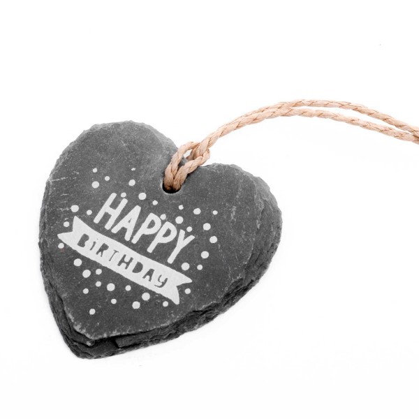Geschenkanhänger "Kleines Schieferherz - Happy Birthday" von Good old friends.