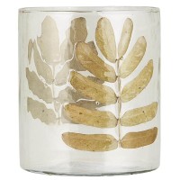 Ib Laursen Kerzenhalter für Teelicht "Blätter" - 8x9 cm (Transparent/Gold)