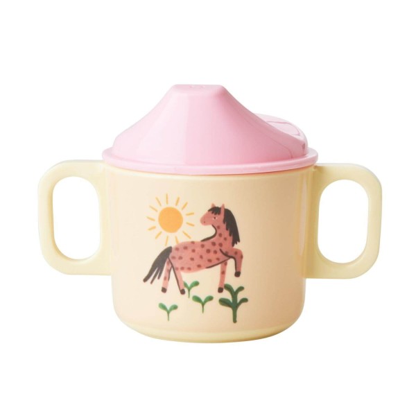 rice Melamin Schnabeltasse "Farm Print" (Soft Pink)