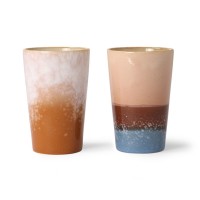 Teetasse ohne Henkel im 2er-Set "70s ceramics" (Braun/Blau) von HKliving