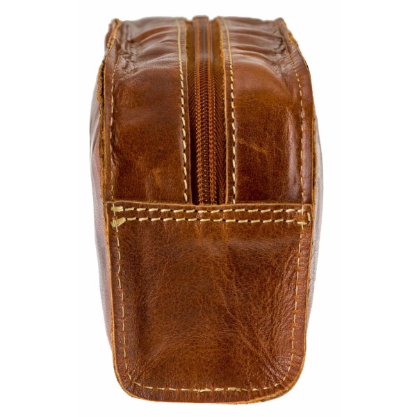 Kosmetiktasche/Mäppchen aus Leder "MAINAU" (Cognac) von Alpenleder