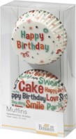 Birkmann Muffin Papierförmchen "Happy Birthday" (Weiß)