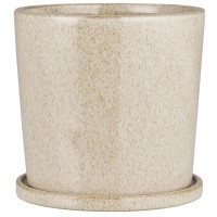 Ib Laursen Blumentopf mit Untersetzer "Saga" - 14,5x14 cm (Creme)