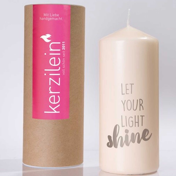 Kerze "Let you Light Shine" (Hellgrau)