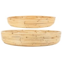 Ib Laursen Tablettsatz "Rattan" mit 2er-Set (Honigfarbig) rund