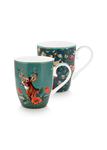 Pip Studio Tassen im 2er-Set "Winter Wonderland" - 350 ml (Grün)