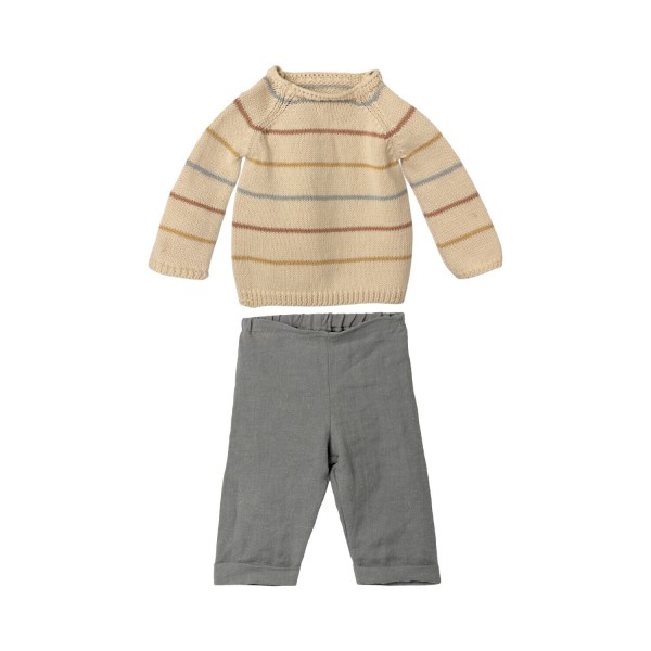 Maileg Pullover und Hose "Streifen" (Weiß / Blau) - Größe 5