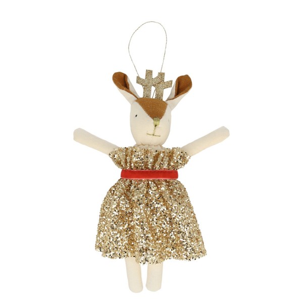 Christbaumschmuck aus Stoff "Mrs. Reindeer" - 17,8cm (Gold) von Meri Meri