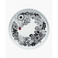 marimekko Platte "Siirtolapuutarha" (Weiß/Schwarz) - ø 32 cm