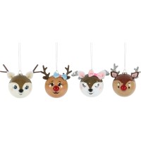 Kugeln "Crazy Deers" im 4er-Set - ø6,5 cm von Hoff