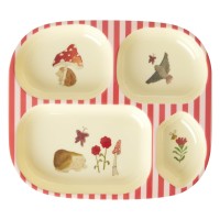 rice Melamin Kinderteller mit 4 Fächern "Happy Forest" (Pink/Bunt)