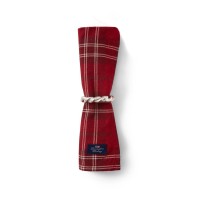 Stoffserviette aus Bio-Baumwolle "Checked Oxford" - 50x50 cm (Rot/Beige/Grün) von Lexington