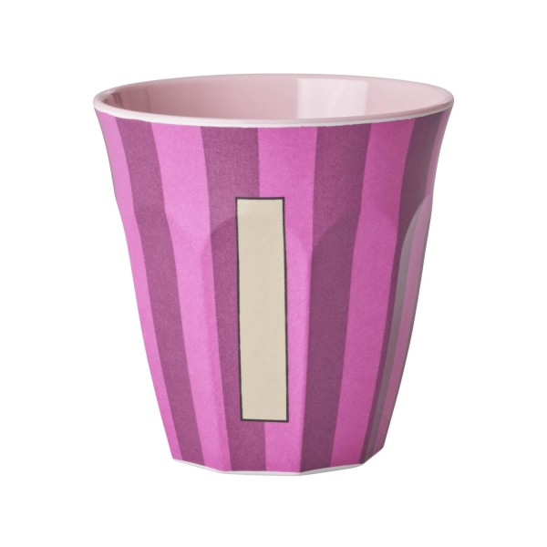 rice Melamin Becher mit Streifen "Buchstabe I" - Medium (Pink/Lila)