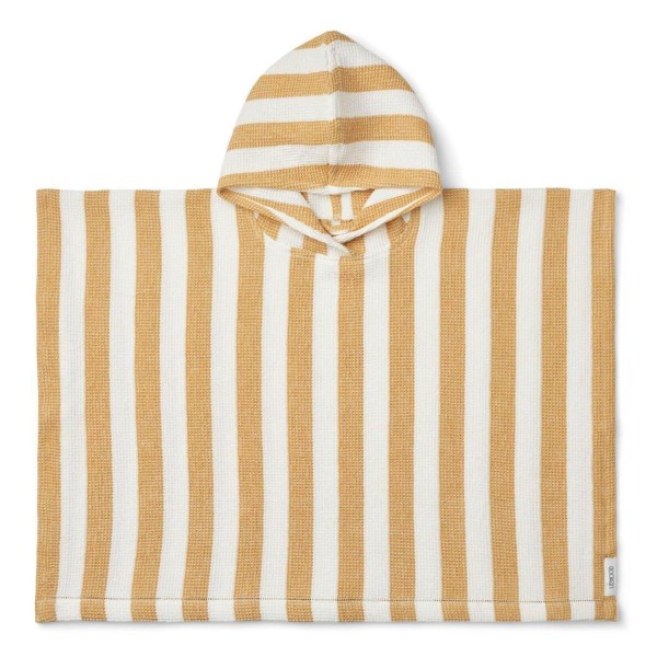 Badeponcho für Kinder "Paco - Stripe" (Weiß/Yellow Mellow) von Liewood