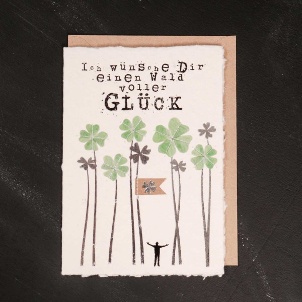 Glückwunschkarte "Glücksklee - Wald voller Glück" von Good old friends.