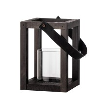 Bloomingville Laterne mit Glas "Lyra" - 14x14x20 cm (Schwarz)