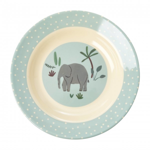 rice Melamin Suppenteller für Kinder "Jungle Animals" (Blau)