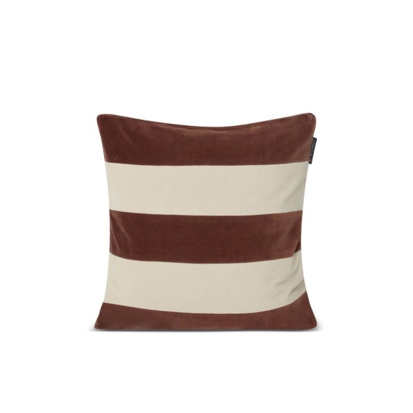 Kissenbezug aus Baumwollsamt "Striped" - 50x50 cm (Braun/Beige) von Lexington