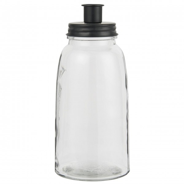 Ib Laursen Kerzenhalter aus Glas mit Deckel - Hoch (Schwarz)