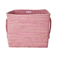 rice Aufbewahrungskorb quadratisch mit Griffen - 30 cm (Rosa)