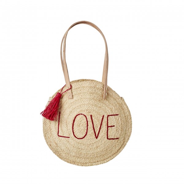 Rice runde Tasche "Raffia - Love" (Natur)-1