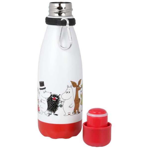 Edelstahlflasche "Moomin Characters" - 400 ml (Weiß/Rot) von martinex-moomin