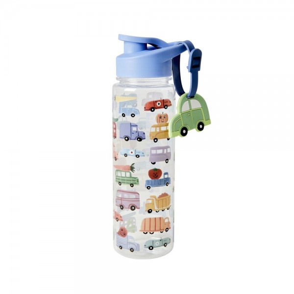 rice Trinkflasche aus Kunststoff mit Namensschild "Happy Cars/Autos" - 700 ml