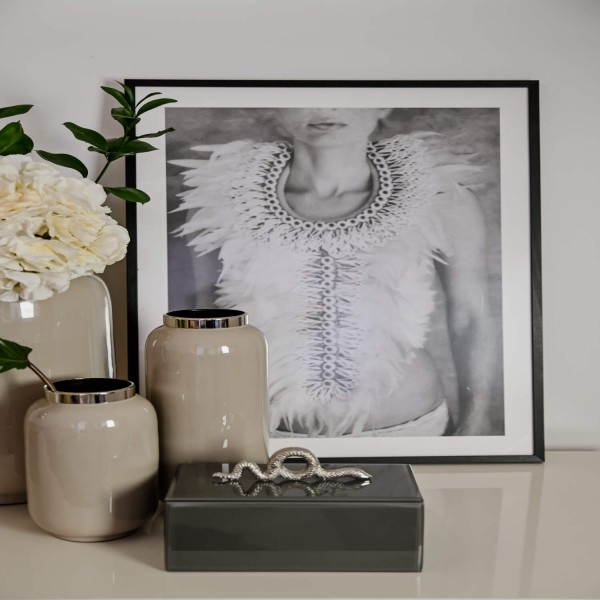 Vase "Saigon" - Bauchig (Hellgrau/Gold) von Gift Company