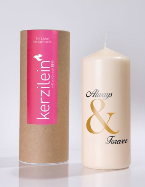 Kerze "Always & Forever" (Gold und Schwarz)