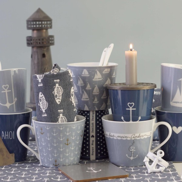Krasilnikoff Tasse "Du bist mein Anker" (Dusty Blue)