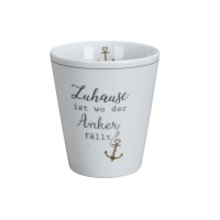 Krasilnikoff Happy Mug "Zuhause ist wo der Anker fällt" (Weiß)