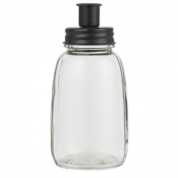 Ib Laursen Kerzenhalter aus Glas mit Deckel - Stabkerze (Schwarz)