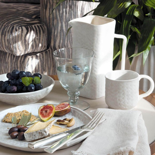 GreenGate Krug "Woven" - 13x22,5 cm (Off White)