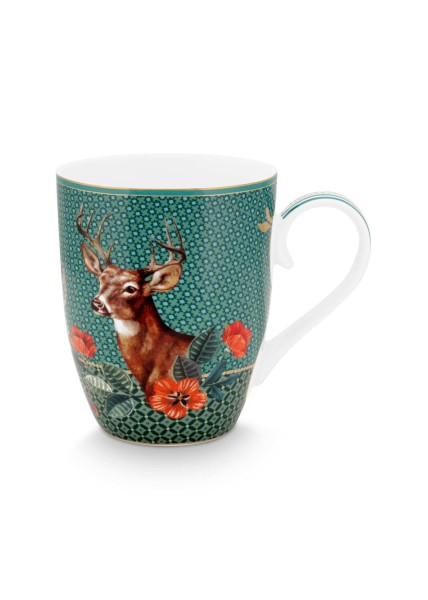 Pip Studio Henkeltasse "Winter Wonderland Deer" - 350 ml (Grün)