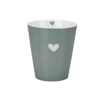 Krasilnikoff Happy mug ohne Henkel "Colourful Heart" (Dusty Green)