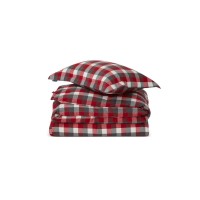 Bettwäsche-Set aus Baumwoll-Flanell "Checked" - 155x220/80x80 cm (Rot/Dunkelgrau) von Lexington
