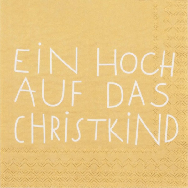 Cocktailservietten "XMAS - Ein Hoch auf das Christkind" - 25x25 cm (Gelb) von räder Design