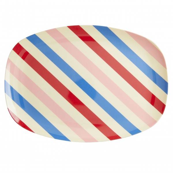 rice Melamin Platte - Rechteckig "Candy Stripes"
