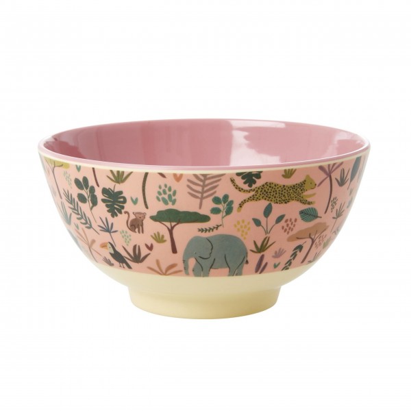 rice Melamin Große Schüssel für Kinder "Jungle Animals" (Coral)